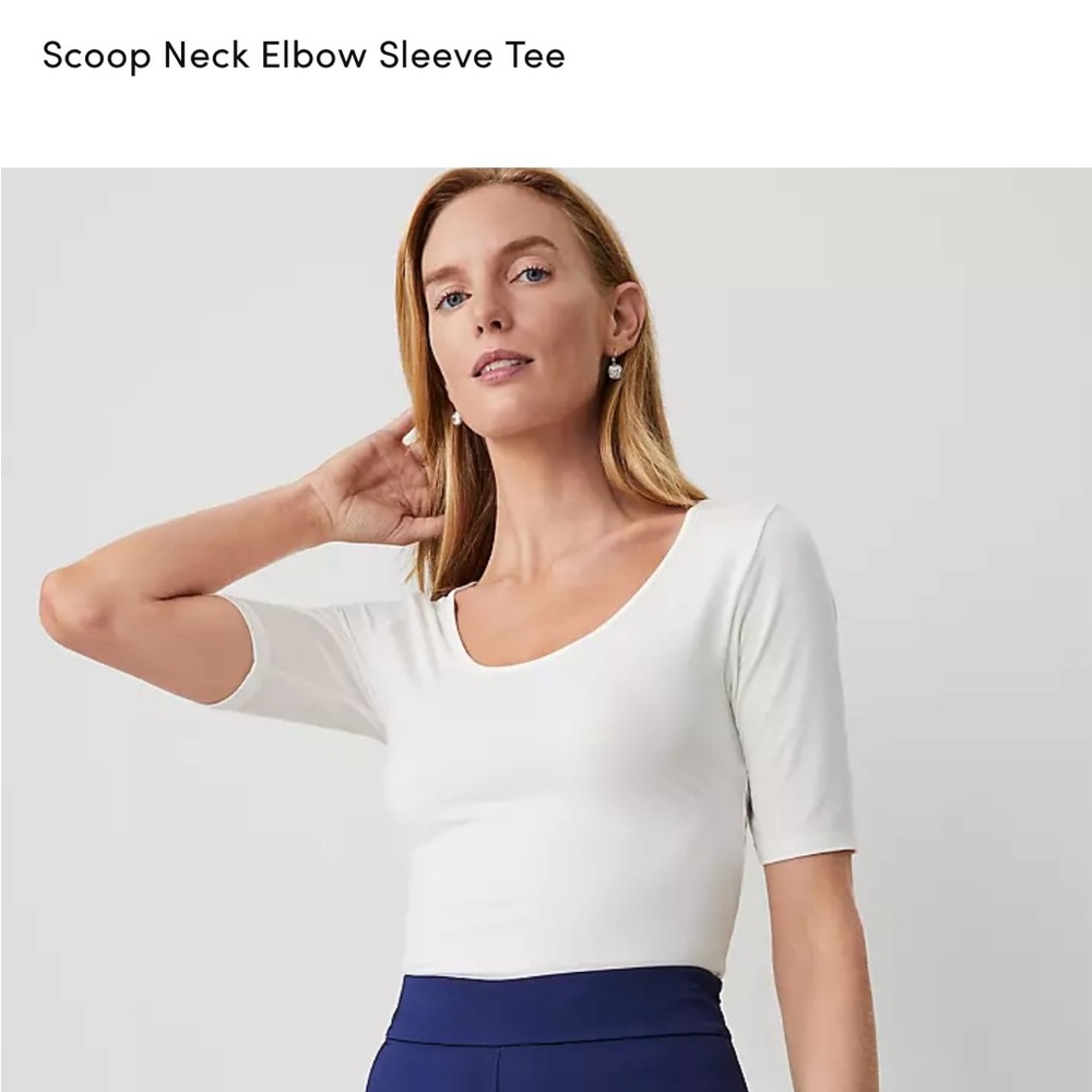 White, black Scoop Neck Elbow Sleeve Tee (2 tops)